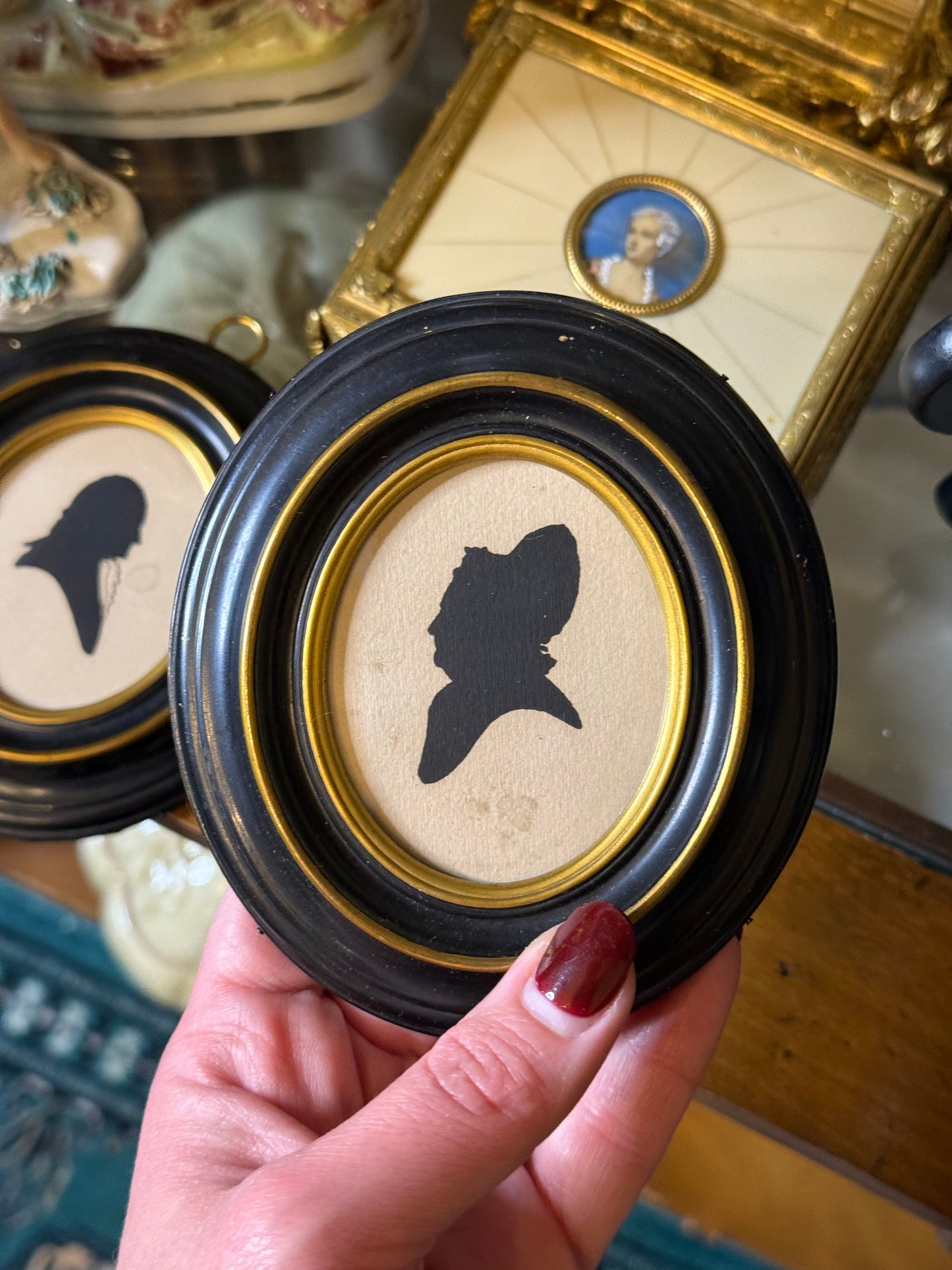 Pair of Antique Silhouette Portraits – George & Martha Washington, Foster Bros. Boston