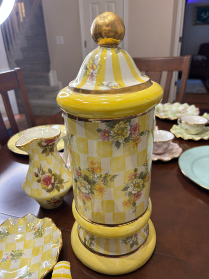 Vintage Mackenzie Childs Dandy Lion 17 1/4” tall lidded canister!