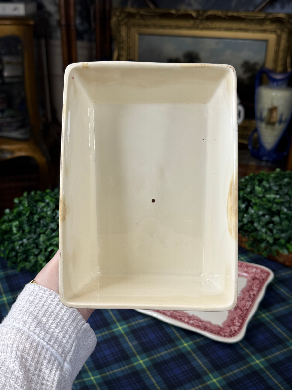 Vintage Mason’s Vista Pink Transferware Covered Cheese Dish & Underplate | England
