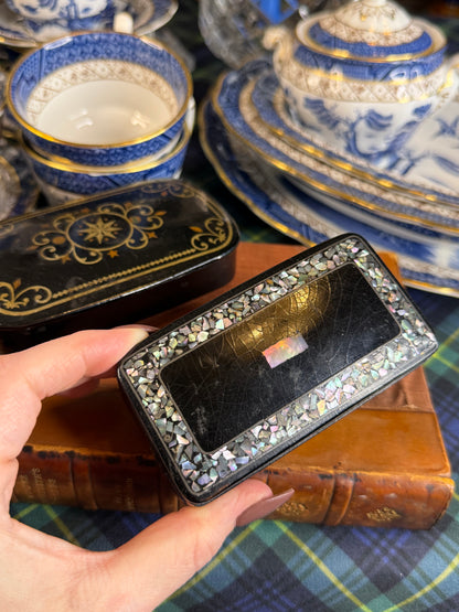 Antique Papier-Mâché Trinket Boxes | Set of 2 | Mother-of-Pearl Inlay & Gilt Decoration