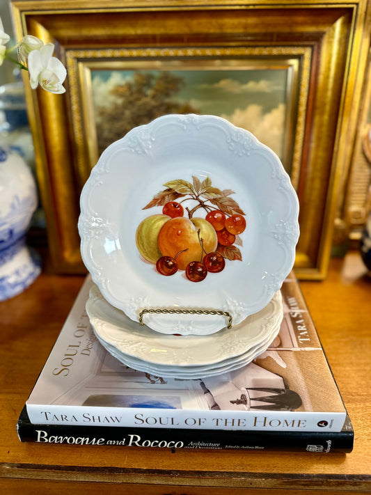 Fruit Harvest Baronesse Salad Plates by Tirschenreuth, Set of 5, Made in Germany, 8.25”