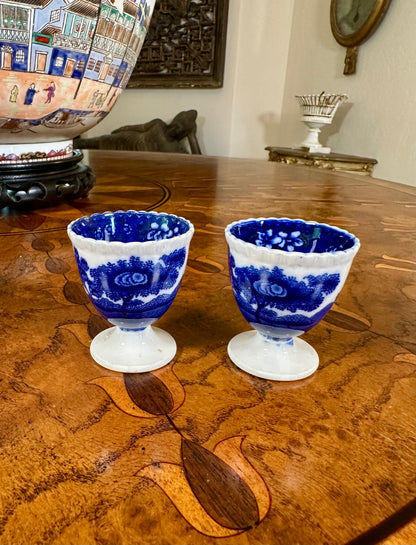 Early 20th Century Copeland Spode Tower Blue Single Pedestal Egg Cup