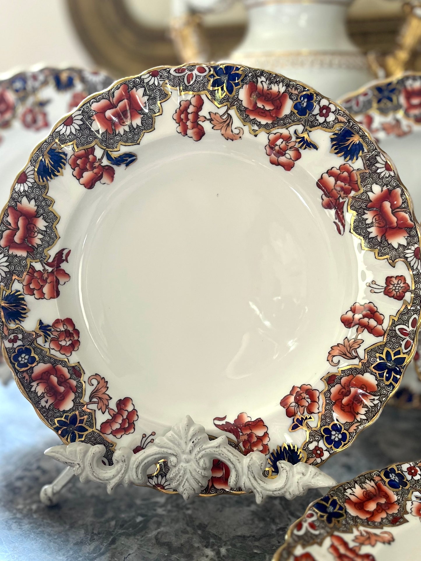 RESERVED - AMYLEA- Live 08/11 Elegant Antique Set of 8 Copeland England Dinner Plates - Marked And Date Stamped Circa 1899 Outstanding Condition 10”