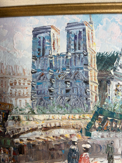 Gorgeous signed and framed Paris artwork featuring Notre Dame!