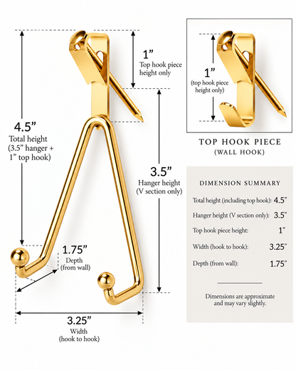 Shiny Brass/ Gold Wall Mount Plate Hanger For Plate Walls | XS Fits 4.5 - 6”D Plates