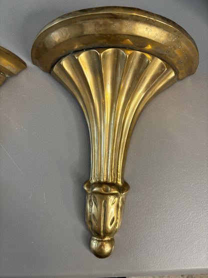 Beautiful brass sconces wall shelves pair!