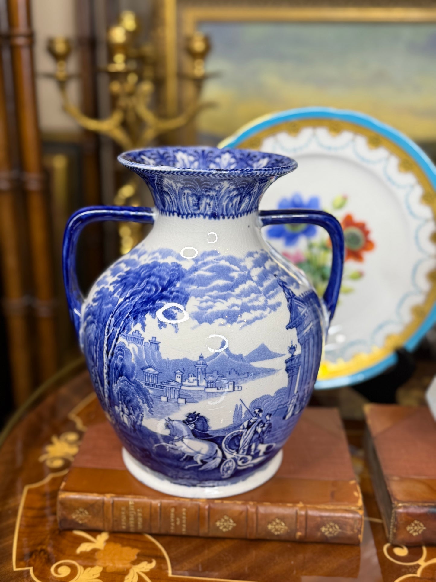 Pair of Cauldon Blue & White Portland Shape Vases, c. 1900 – English Transferware