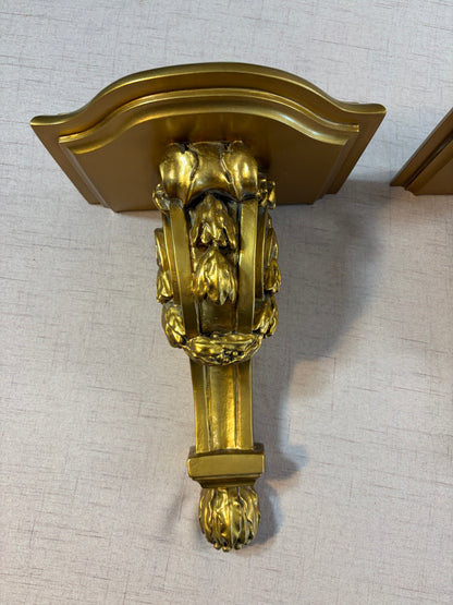 Gorgeous ornate gold sconces pair!