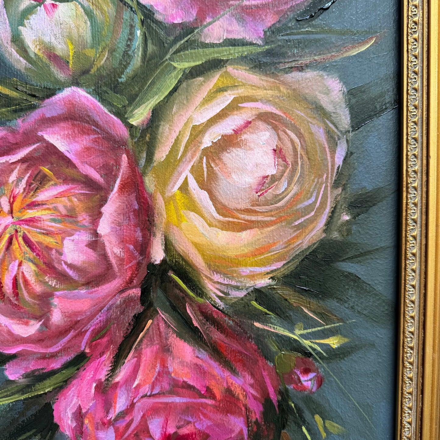 Live 06/09 Large 16x28” original oil painting peonies