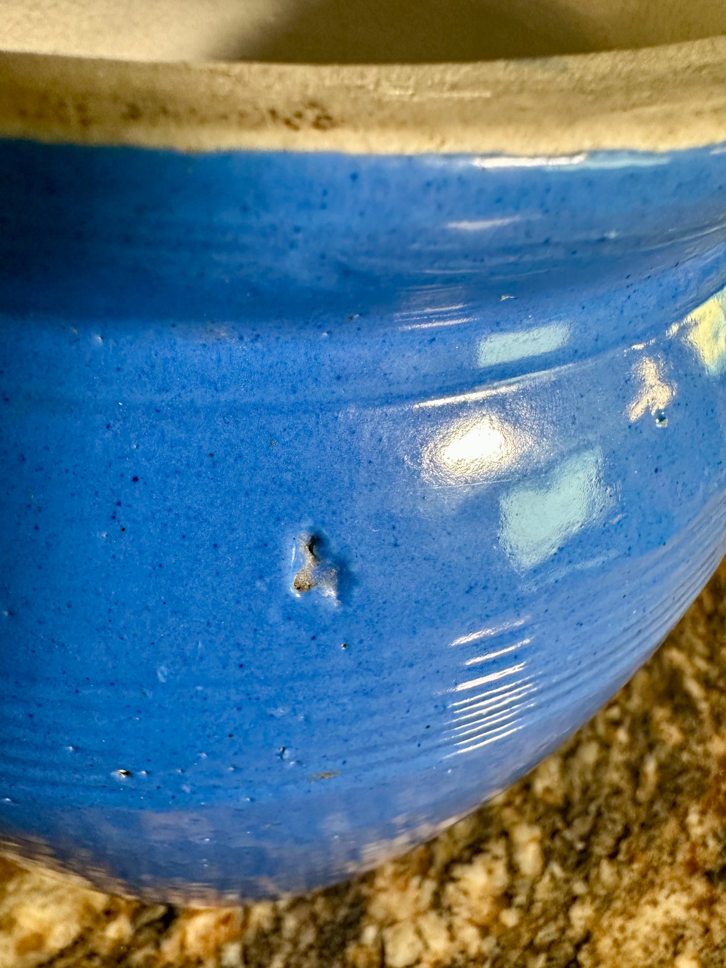 Reserved for K. Schrader Hearts for Spokane Charity Auction - VINTAGE FRENCH BLUE CONFIT POT