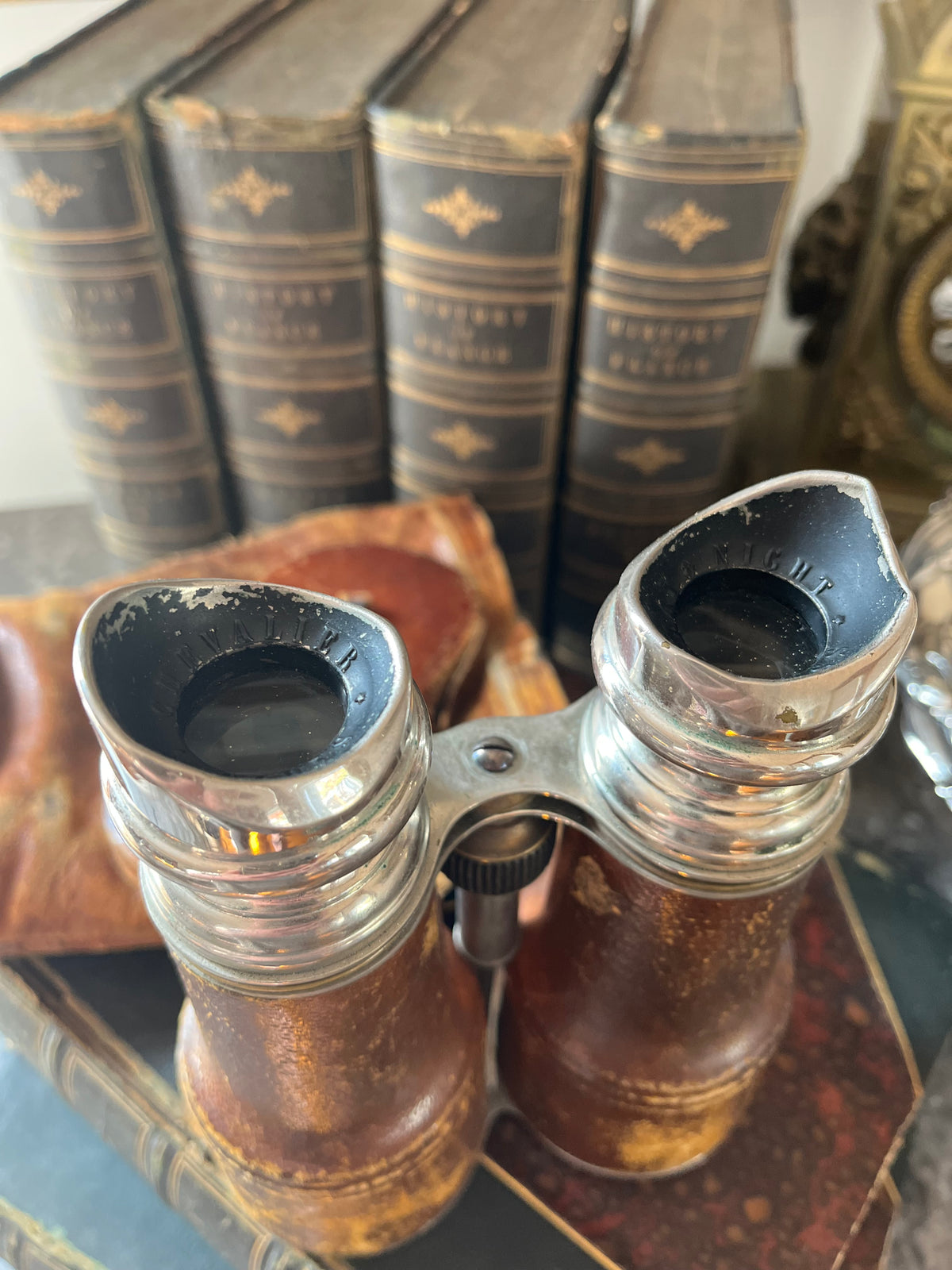 Antique French “Day & Night” Chevalier Paris Binoculars with Original Leather Case