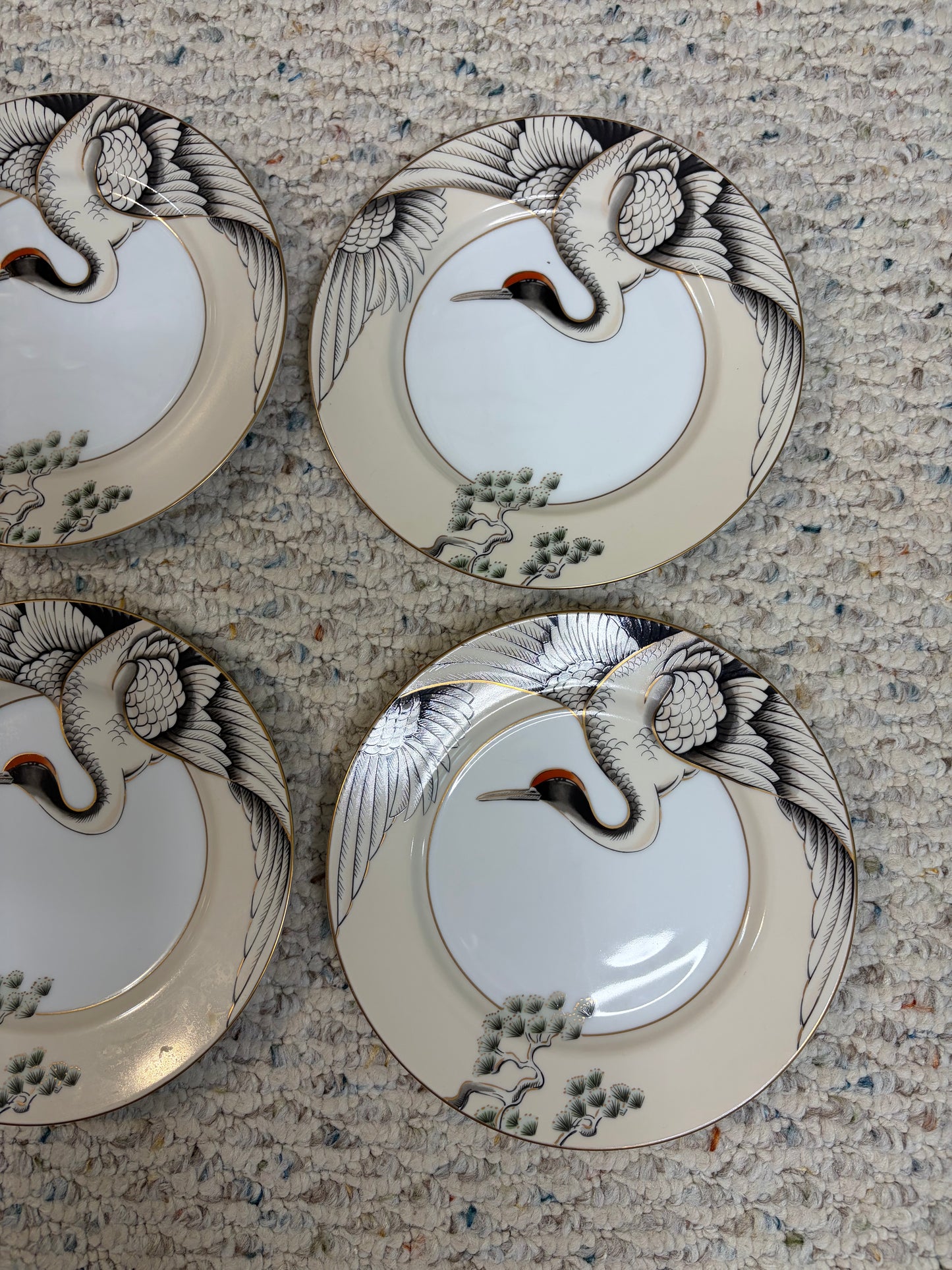 Lovely Fitz and Floyd crane plates set of 6!