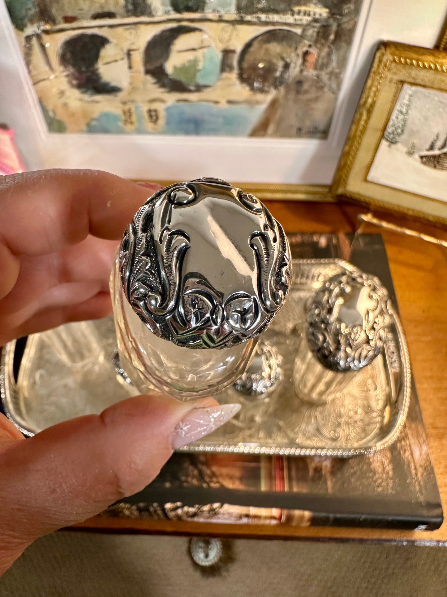 Beautiful Victorian Mappin & Webb Cut Glass & Sterling Silver Vanity Set, c. 1896