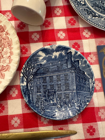 Vintage Liberty Blue Coaster/Butter Pat | Bicentennial Transferware, 1976