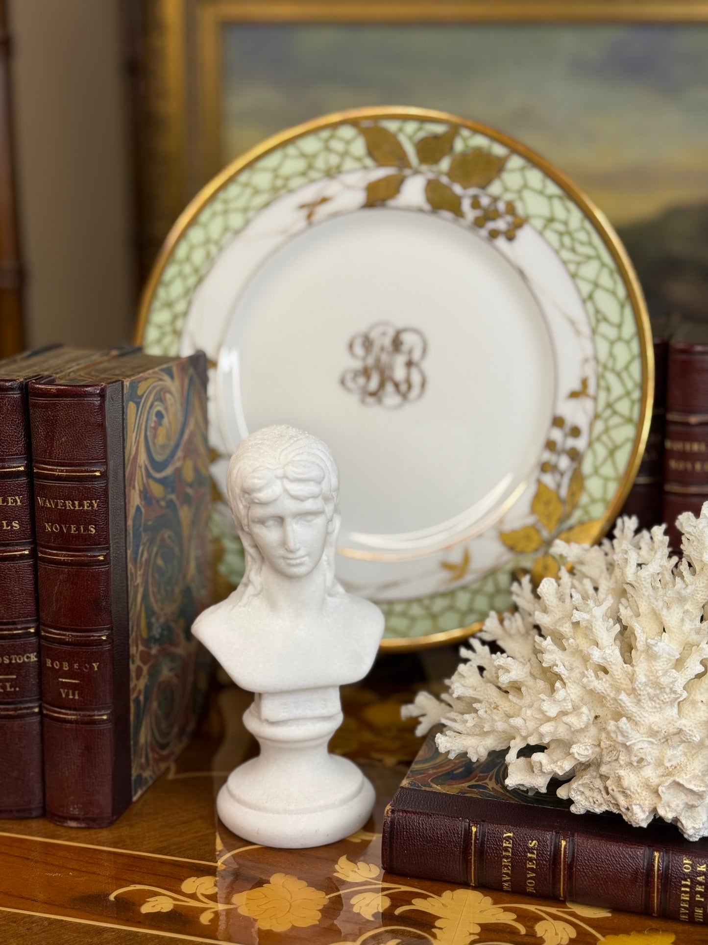 6” Italian White Marble Bust | Classical Sculpture Accent