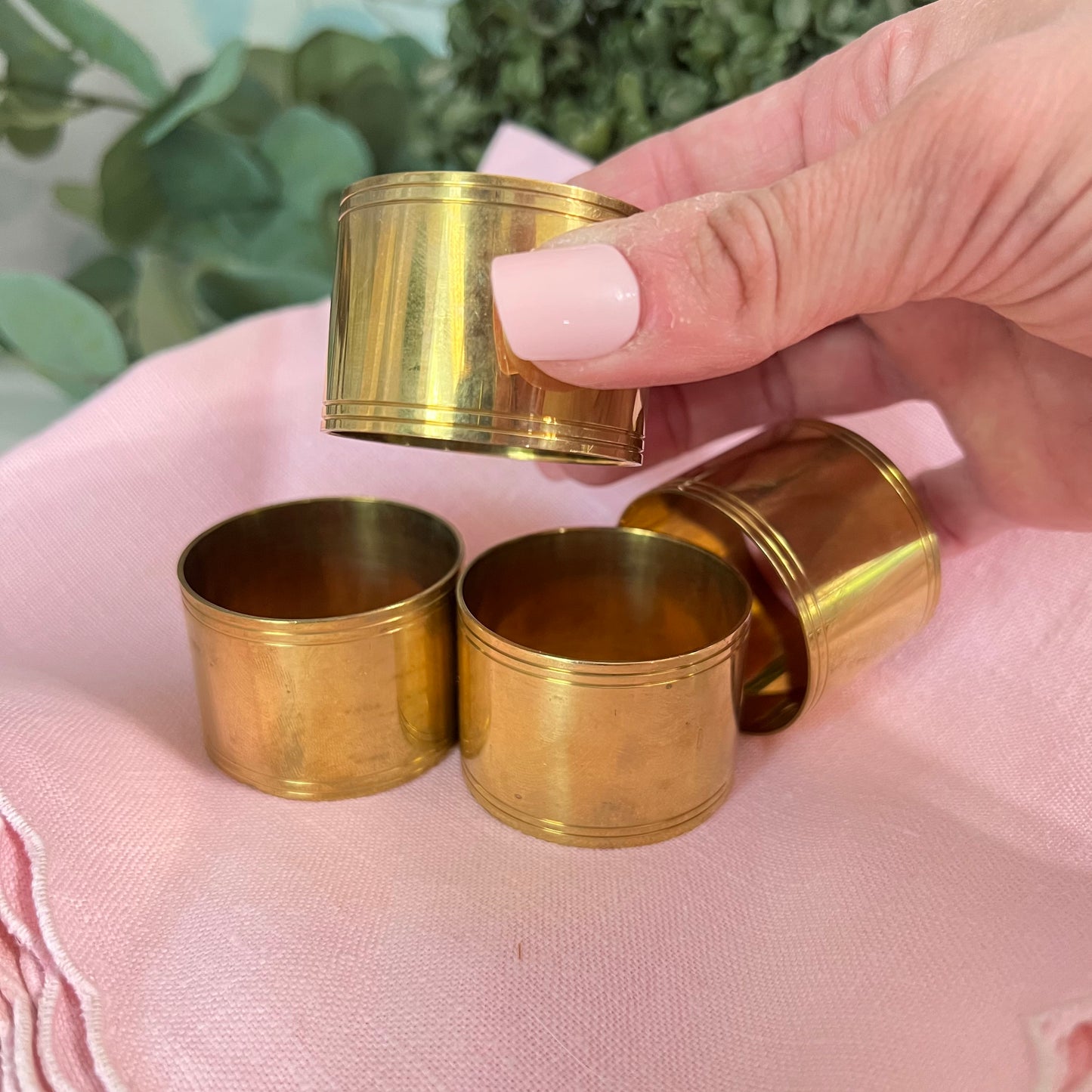 Set of 4 Vintage Brass Napkin Ring / Holders