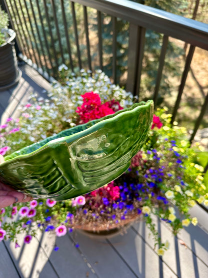 Olfaire Large Green Cabbage Salad Serving Bowl, Made in Portugal, 11.5"