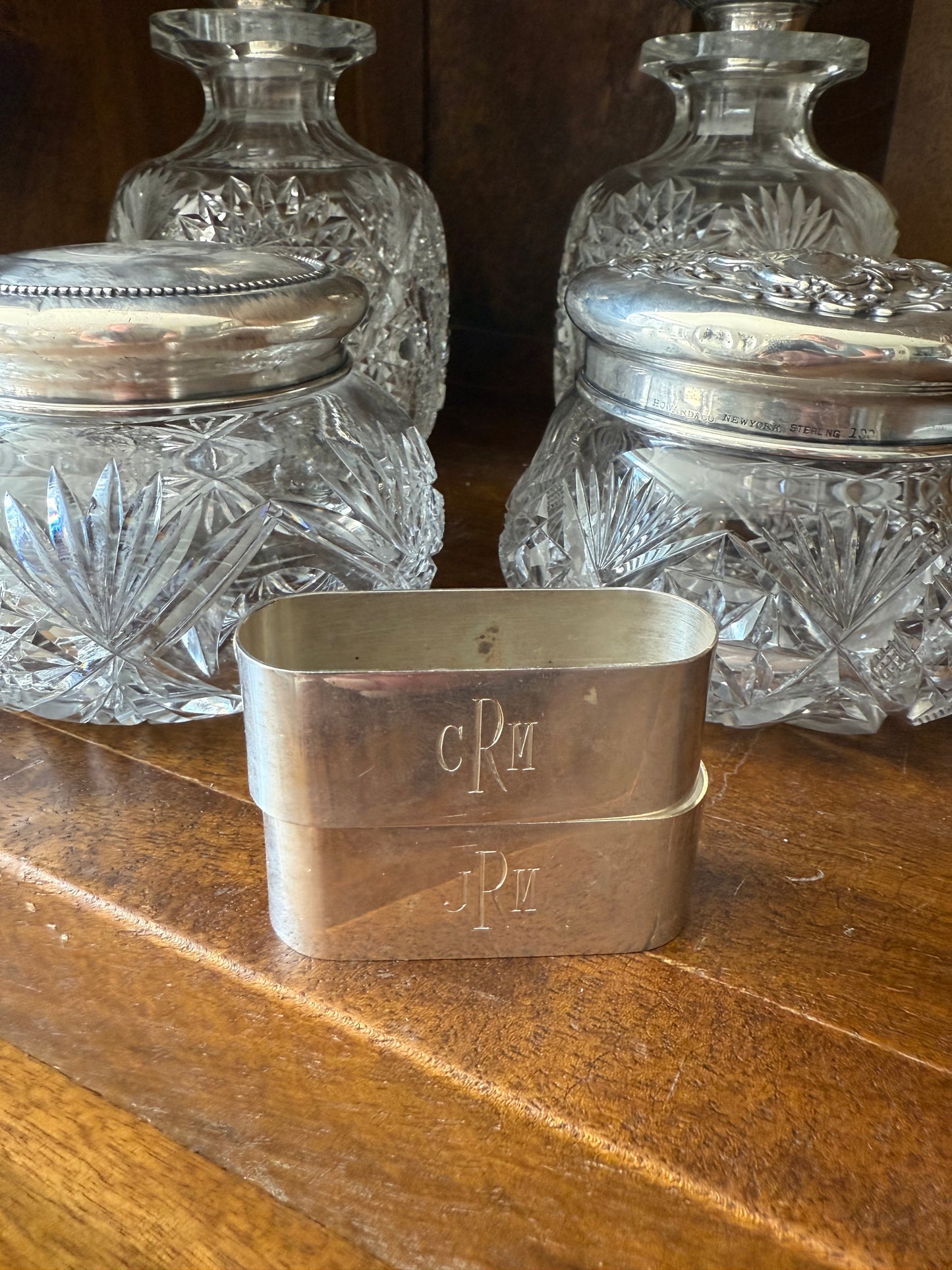 Vintage Sterling Silver Monogrammed Oval Napkin Ring Holders - Choose CRM or JRM