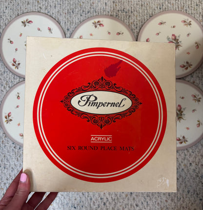 Vintage Pimpernel Rosebud round placemats set of 6!