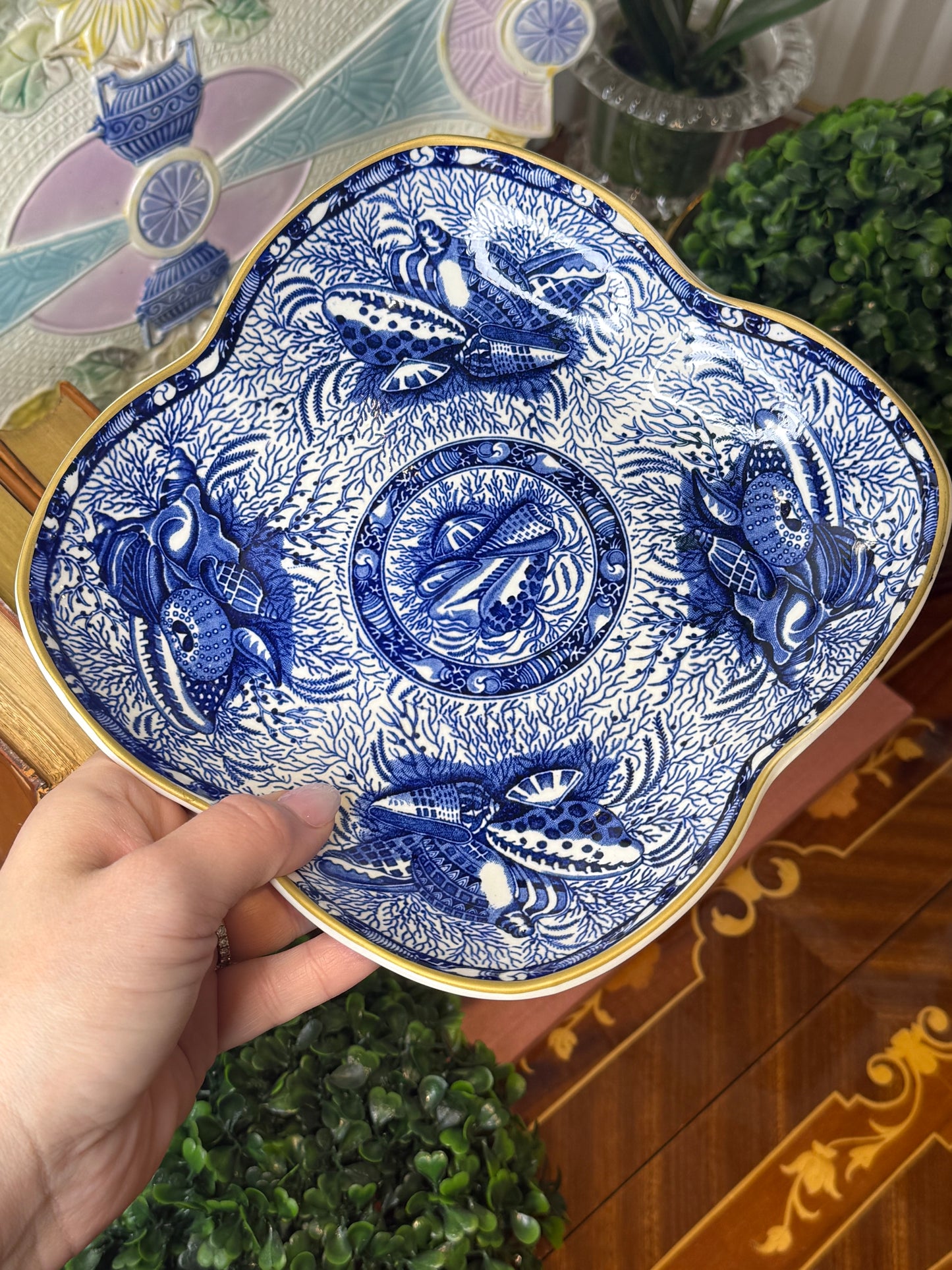 Mottahedeh Torquay Blue Transferware Square Dish | Winterthur Reproduction | England | 7.5” x 8”