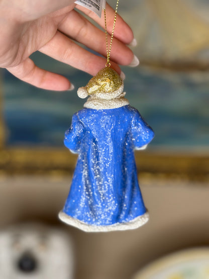 Kurt S. Adler | Blue & Gold Santa Glass Christmas Ornaments | Style 1