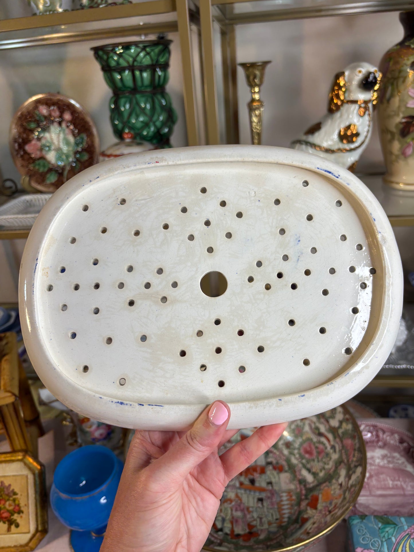 Gorgeous antique Blue Willow strainer!