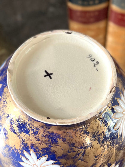 RESERVED - THERESA - Live 09/01 Antique English Aesthetic Movement Cobalt & Gilt Vase | Raised Bird, Dragonfly & Gilt-Sponge Decoration Circa 1870-1895