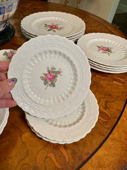 Vintage Copeland Spode “Billingsley Rose” 5-Piece Place Setting, Service for 4 | Jewel Embossed English Floral China