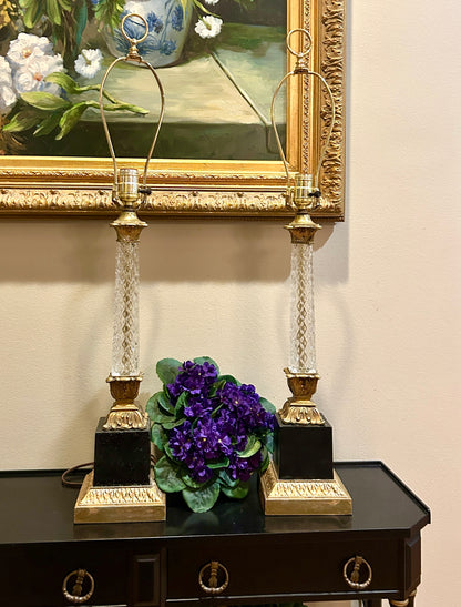 Rare Vintage Designer STIFFEL style aged in ebony Brass Heirloom Palm Lamps