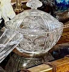 Sparkling large oval Vintage lidded jar