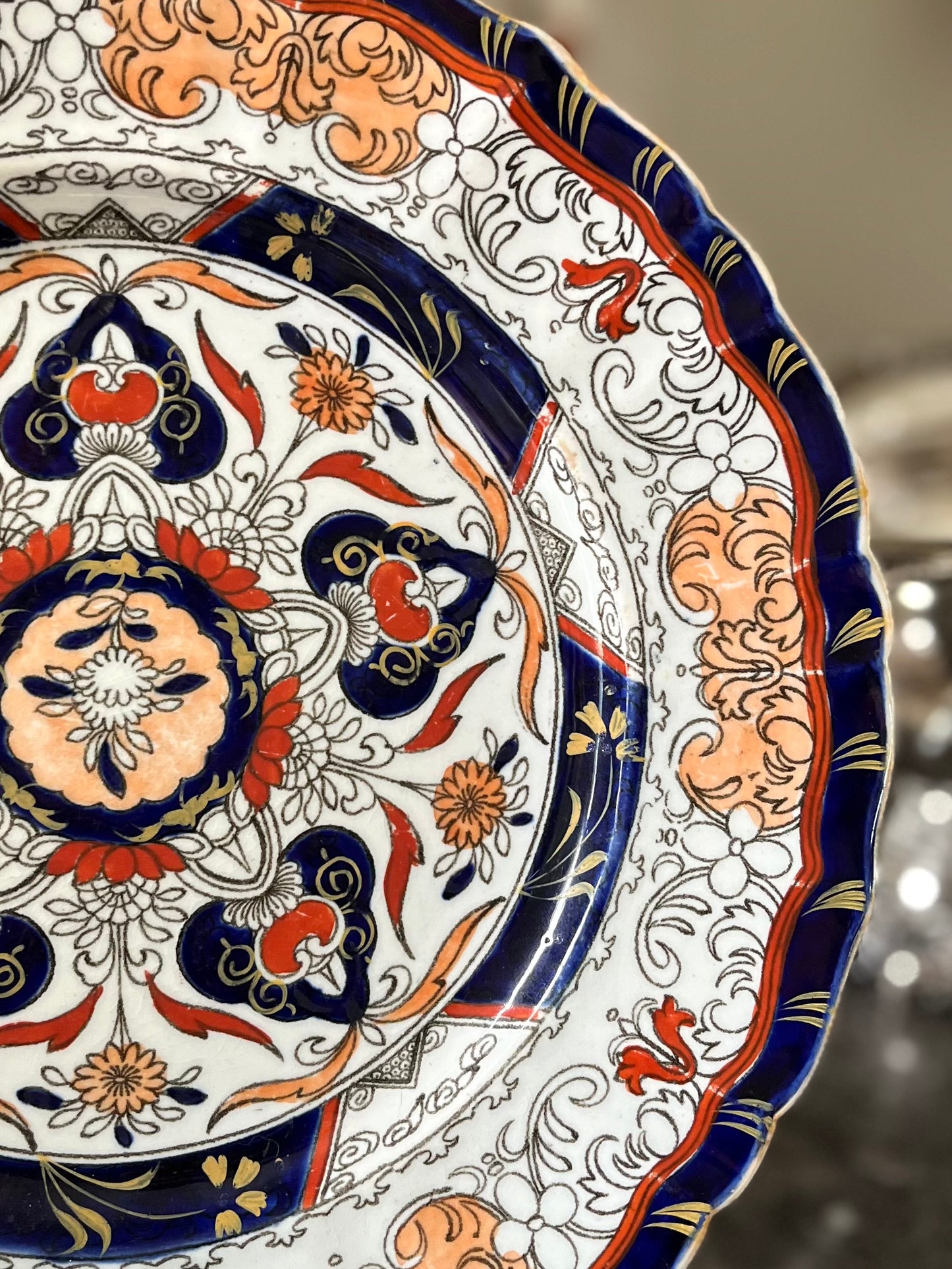 Live 07/28 Vibrant Antique Mason’s Georgian Plate - Unusual Geometric Pattern