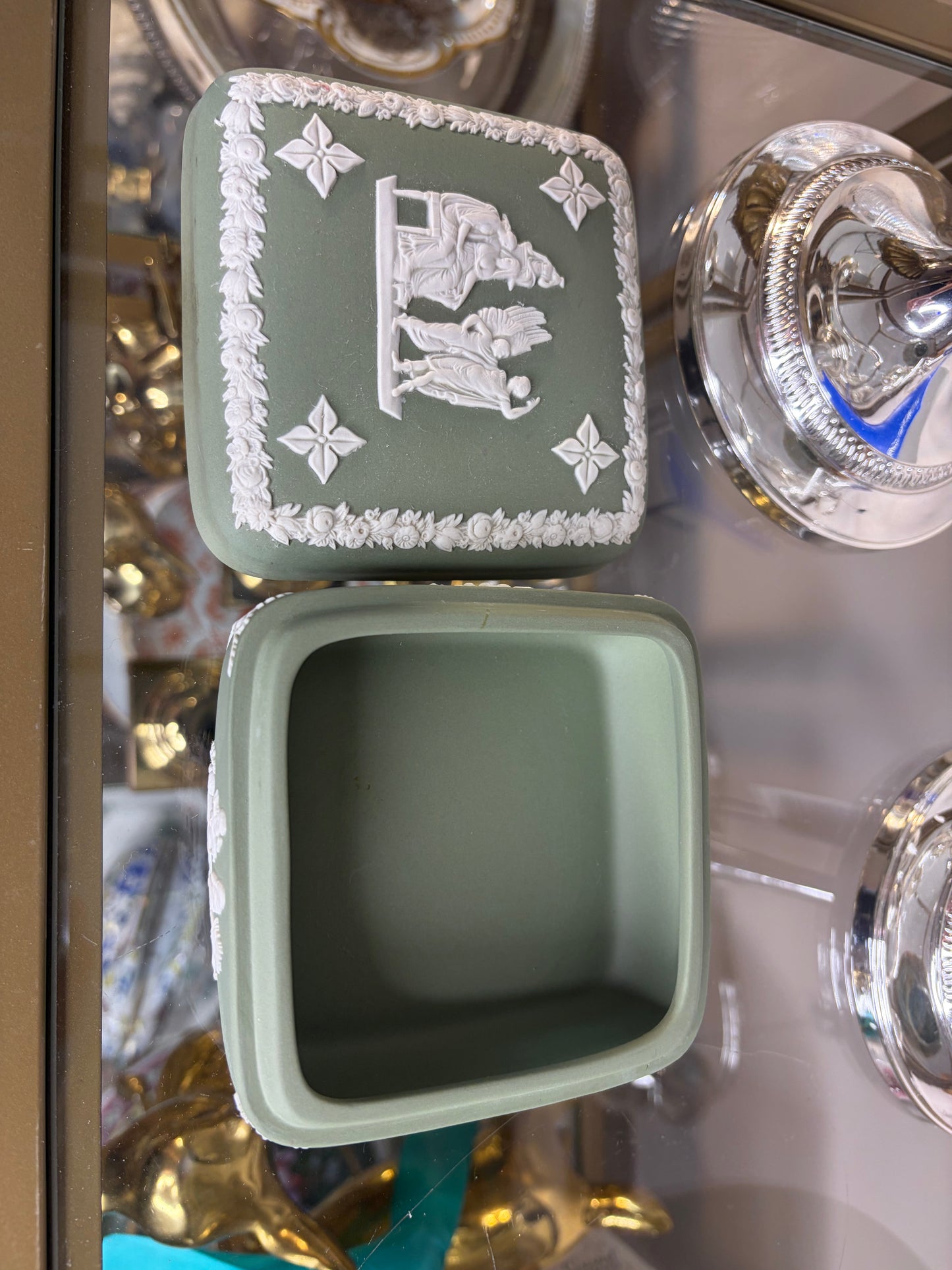 Wedgwood sage green square trinket box!