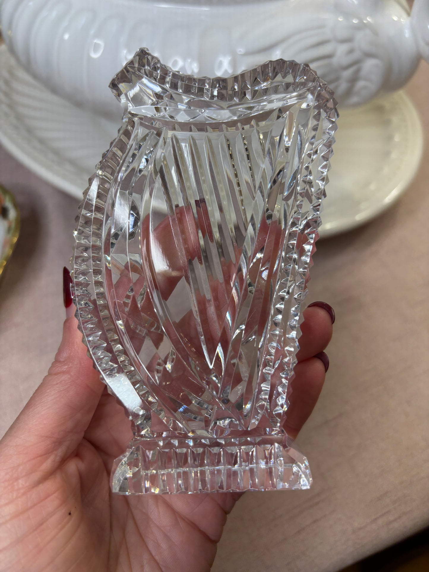 Sparkling Waterford Crystal harp paperweight!