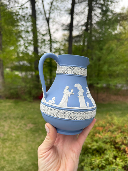 Light blue Wedgewood water pitcher 6”