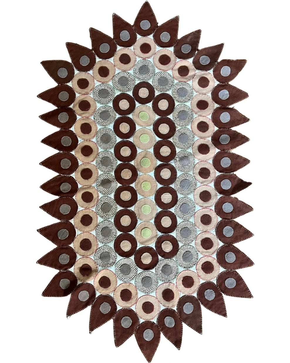 Original Antique 19th Century Hand-Stitched Wool Penny Rug Table Cover | Folk Art Textile