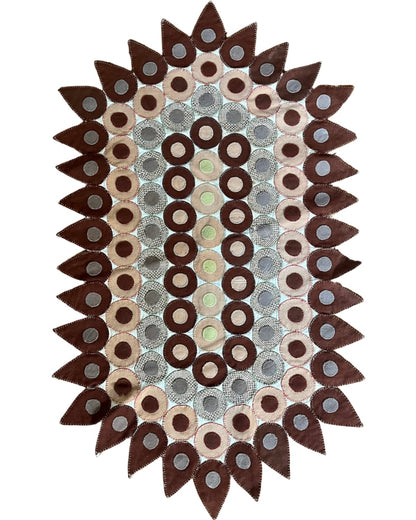 Original Antique 19th Century Hand-Stitched Wool Penny Rug Table Cover | Folk Art Textile