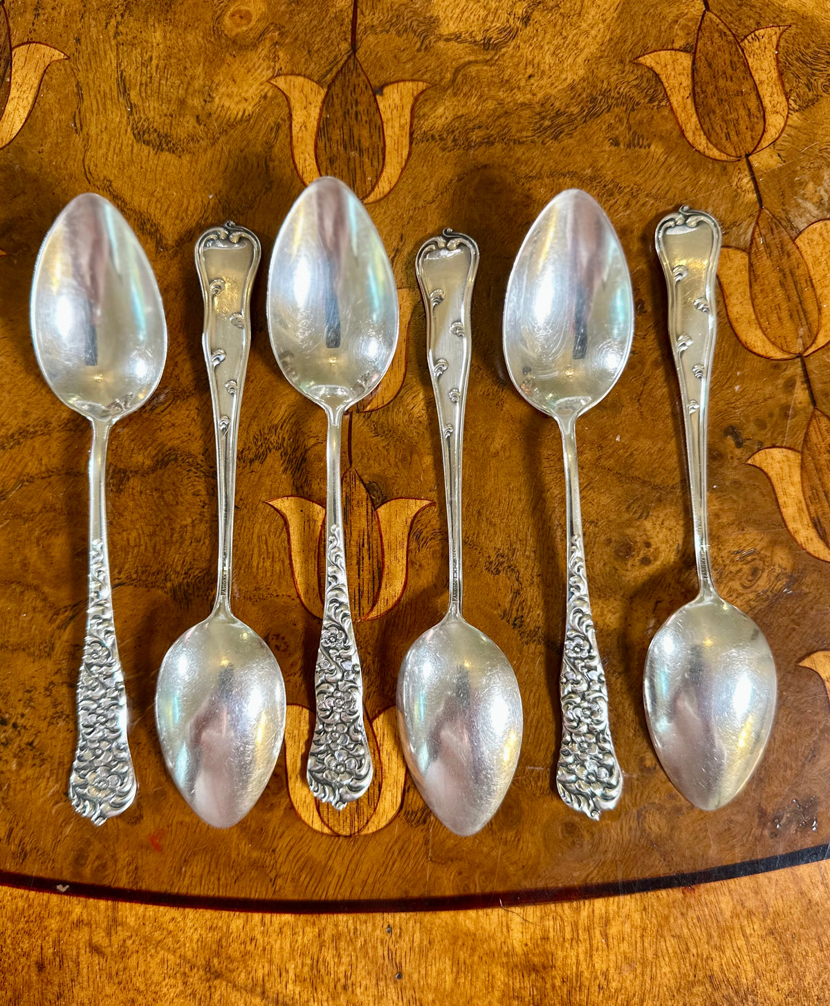 Antique Dominick & Haff Rococo Sterling Silver Spoons, Set of 6 | c. 1888