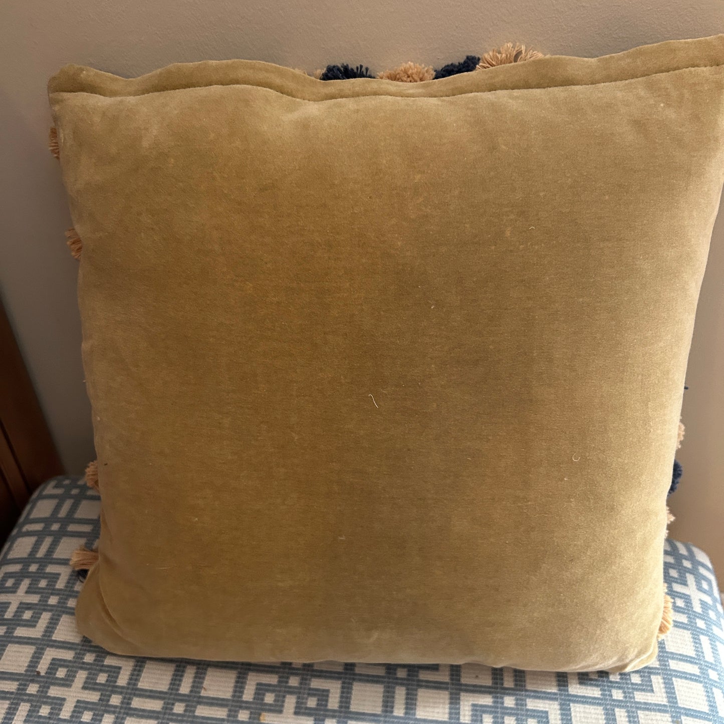 Beautiful blue botanical oversized custom needlepoint pillow 16 x 16