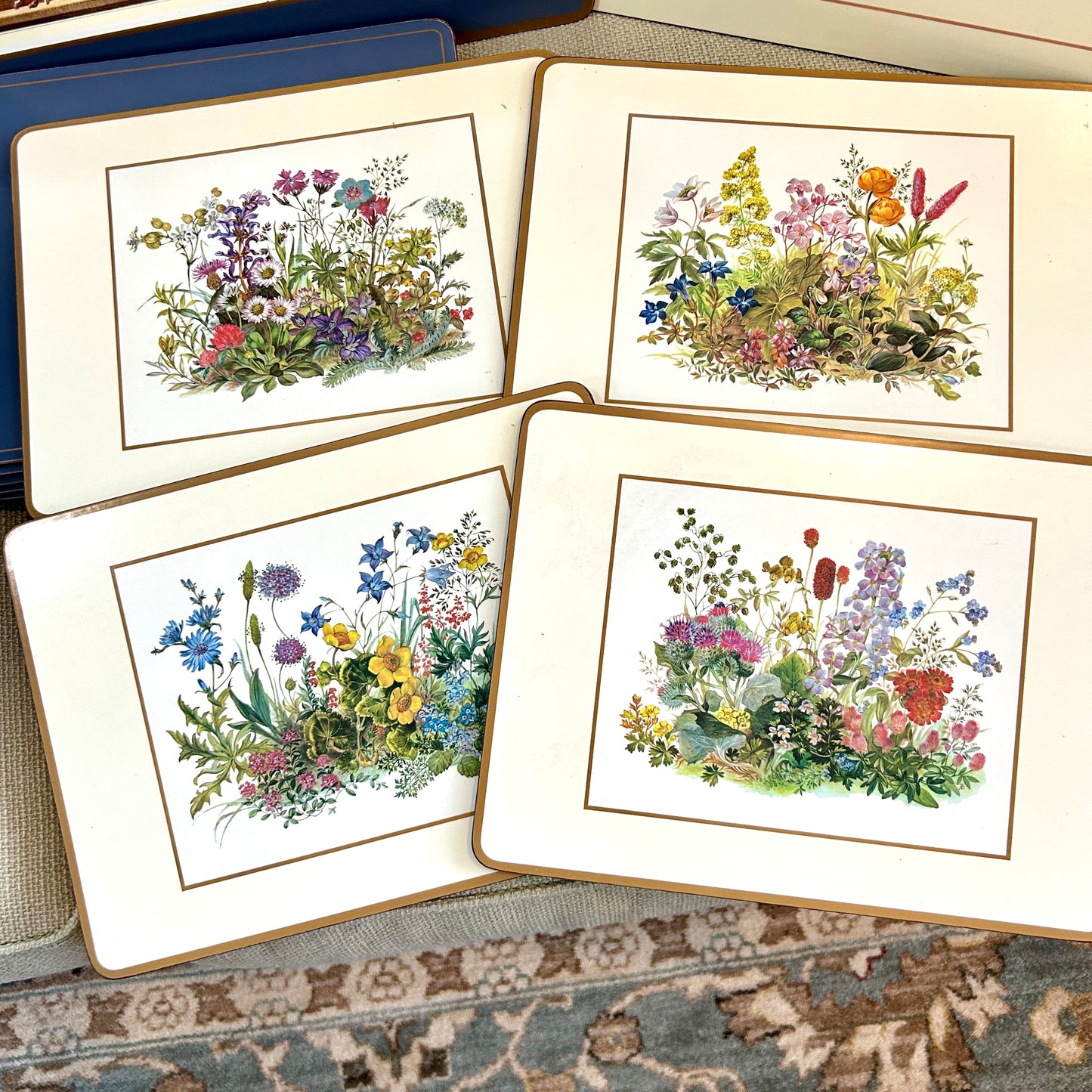 Pimpernal England cork back botanical art or placemat 12 x 9