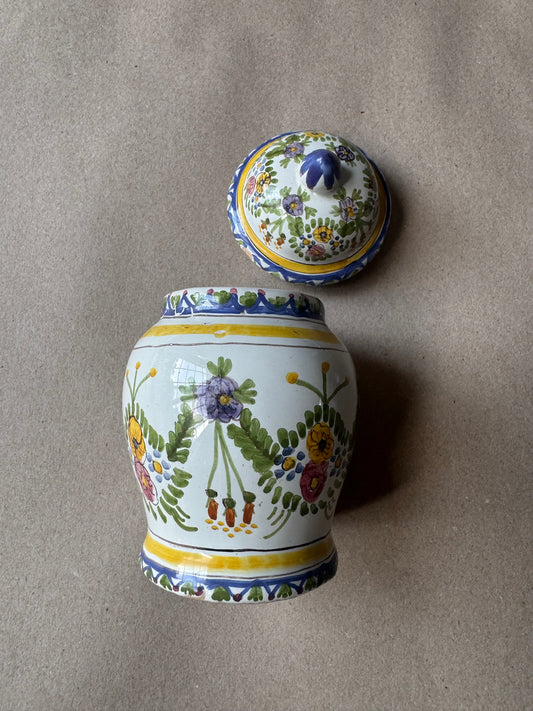 Vintage Hand-Painted Portuguese Covered Apothecary Jar – F.F. Marquês, Alcobaça