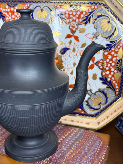 Antique Black Basalt Coffee Pot | English Stoneware | Circa 1800s (2 available)
