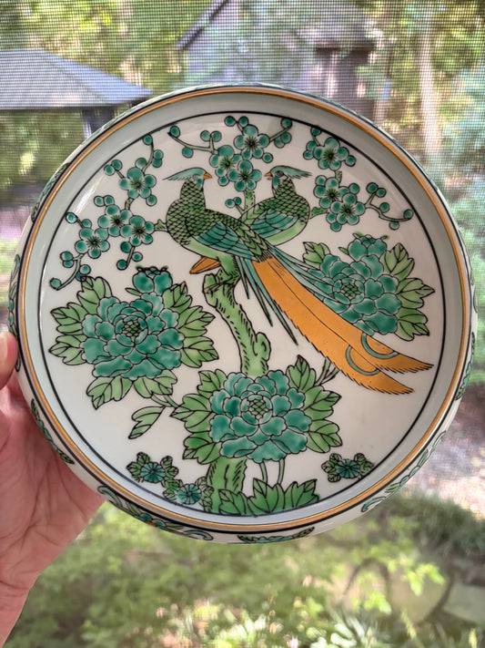 Stunning Green Gold Imari shallow dish!