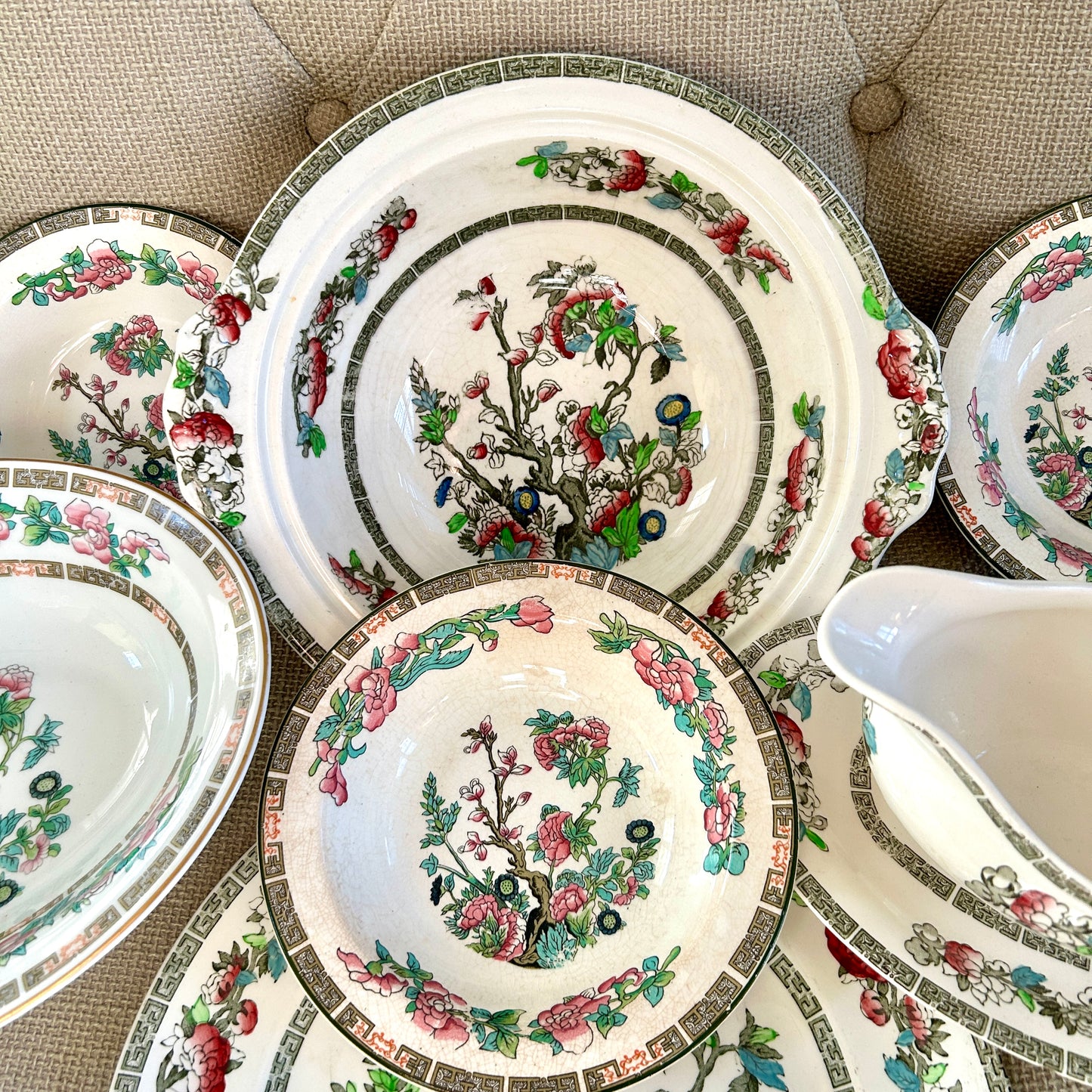 Antique Maddox and Johnson Brothers of England Indian Tree 12 piece set bundle