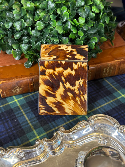 Antique Miniature Tortoiseshell Calling Card Case | Petite Victorian Card Case | 2” x 3”