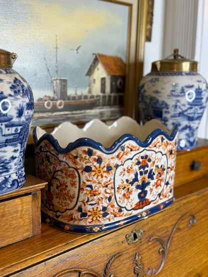 Danny’s Fine Porcelain Imari ScallopedOval Planter: 12” L x 9” W x 8” H
