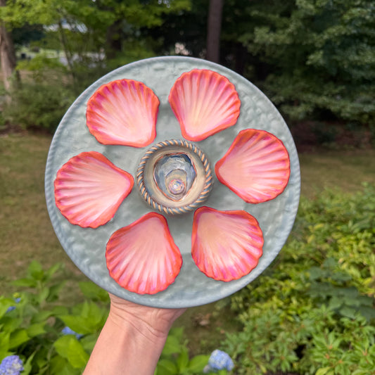 Pearl hand painted oyster plate