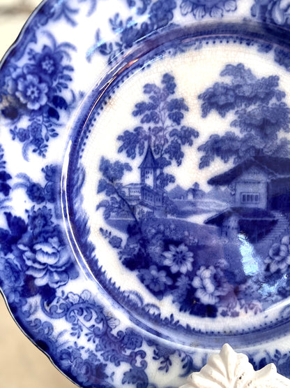 Antique “Genovese” Flow Blue Dinner Plate Circa 1873