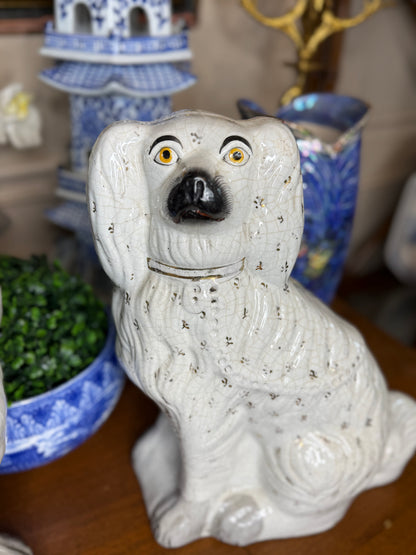 Early 19th Century Staffordshire Spaniel Pair – Overscale Mantel Dogs, 14” & 13.5”