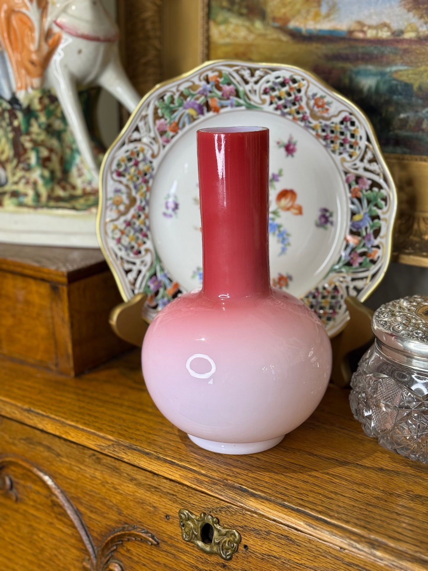 Antique Peachblow Cased Glass Vase – Attributed to Thomas Webb, c.1890, Excellent!