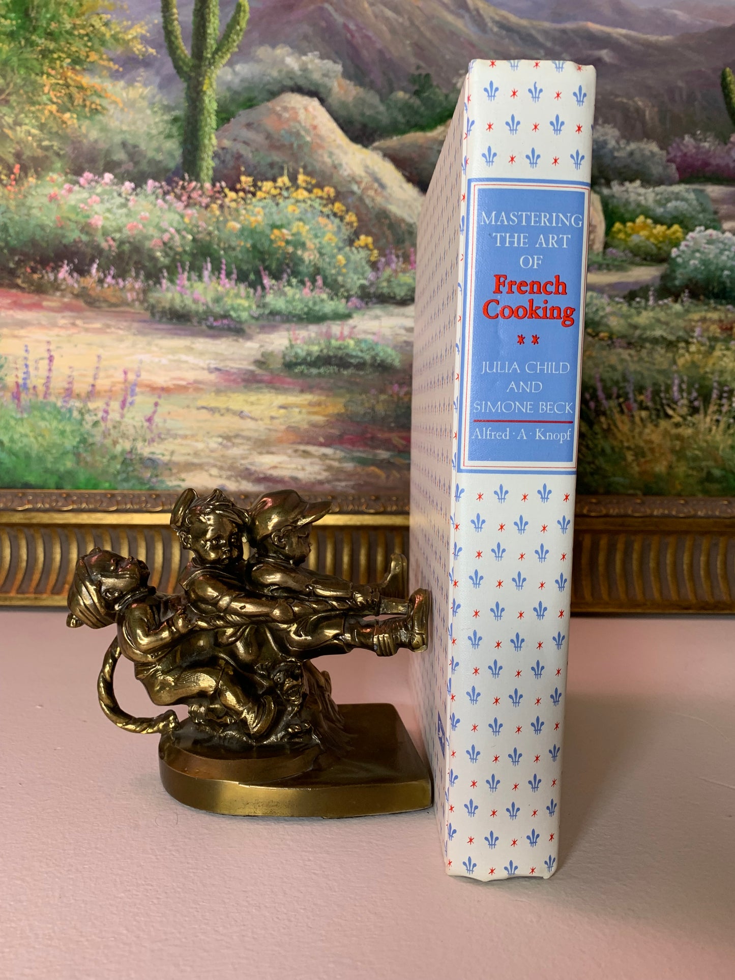 Whimsical Tug Of War Brass Bookend - Excellent condition!